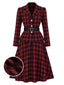 [Prévente] Ensemble 2PCS Tartan Rouge Col Tailleur années 1950