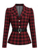 [Prévente] 2PCS Blazer noir et rouge à carreaux et jupe années 1950