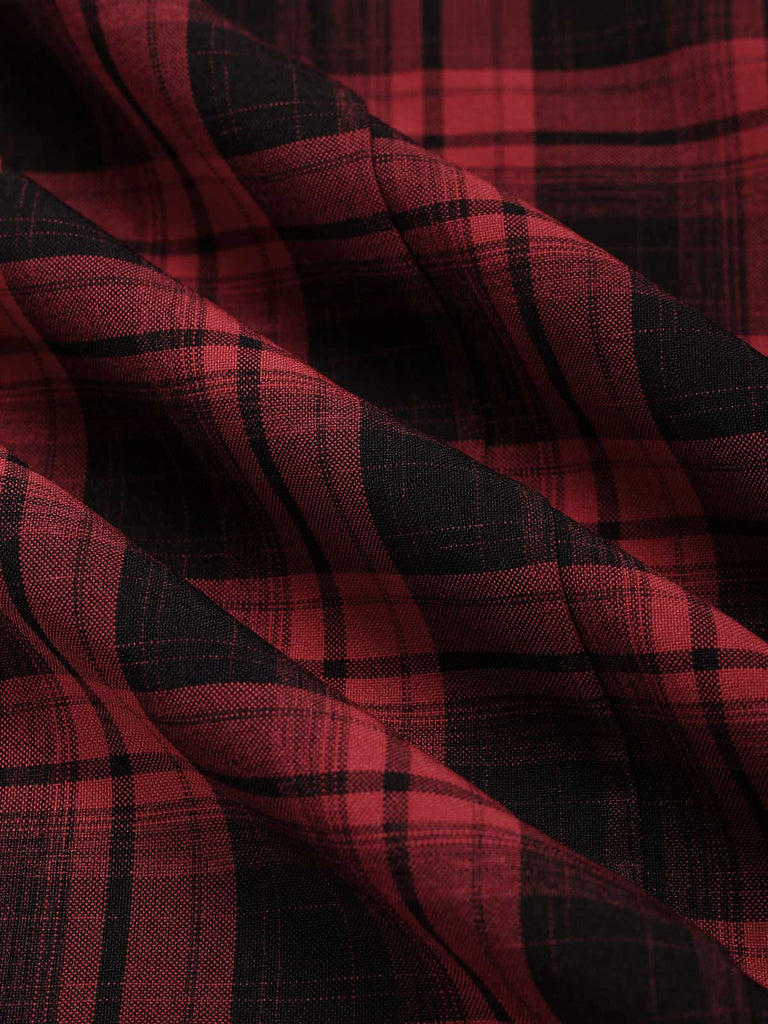[Prévente] Ensemble deux pièces noir et rouge à carreaux, blazer cintré et jupe à ceinture années 1950 - 9