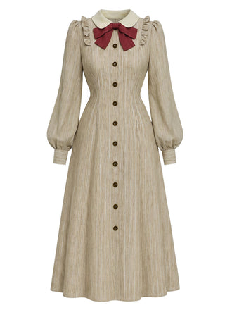 [Prévente] Robe à col Claudine, nœud, volants et manches bouffantes années 1940 - 2