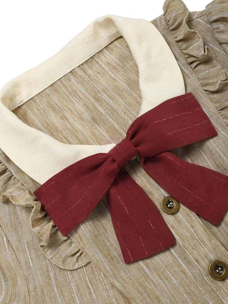 [Prévente] Robe à col Claudine, nœud, volants et manches bouffantes années 1940 - 5