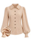 [Prévente] Blouse beige à col volanté manches ballon et boutons années 1970