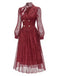 [Prévente] Robe à revers et double boutonnage avec écharpe en dentelle années 1970 - 3