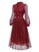 [Prévente] Robe à revers et double boutonnage avec écharpe en dentelle années 1970 - 5