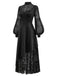 [Prévente] Robe noire asymétrique en dentelle à toile d’araignée années 1930
