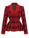 [Prévente] Ensemble deux pièces rouge, veste à col châle à carreaux et jupe unie années 1940 - 3