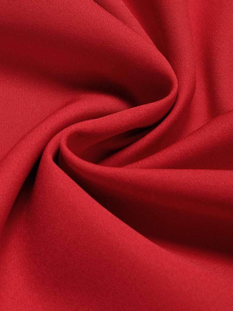 [Prévente] Ensemble deux pièces rouge, veste à col châle à carreaux et jupe unie années 1940 - 9