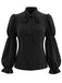 [Prévente] Blouse noire ajustée à col lavallière et manches virago années 1940
