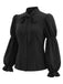 [Prévente] Blouse noire ajustée à col lavallière et manches virago années 1940