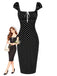 [Prévente] Robe Fourreau Noire Col Carré à Pois Années 1960