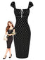 [Prévente] Robe fourreau noire pois et encolure carrée années 60