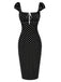 [Prévente] Robe Fourreau Noire Col Carré à Pois Années 1960 2