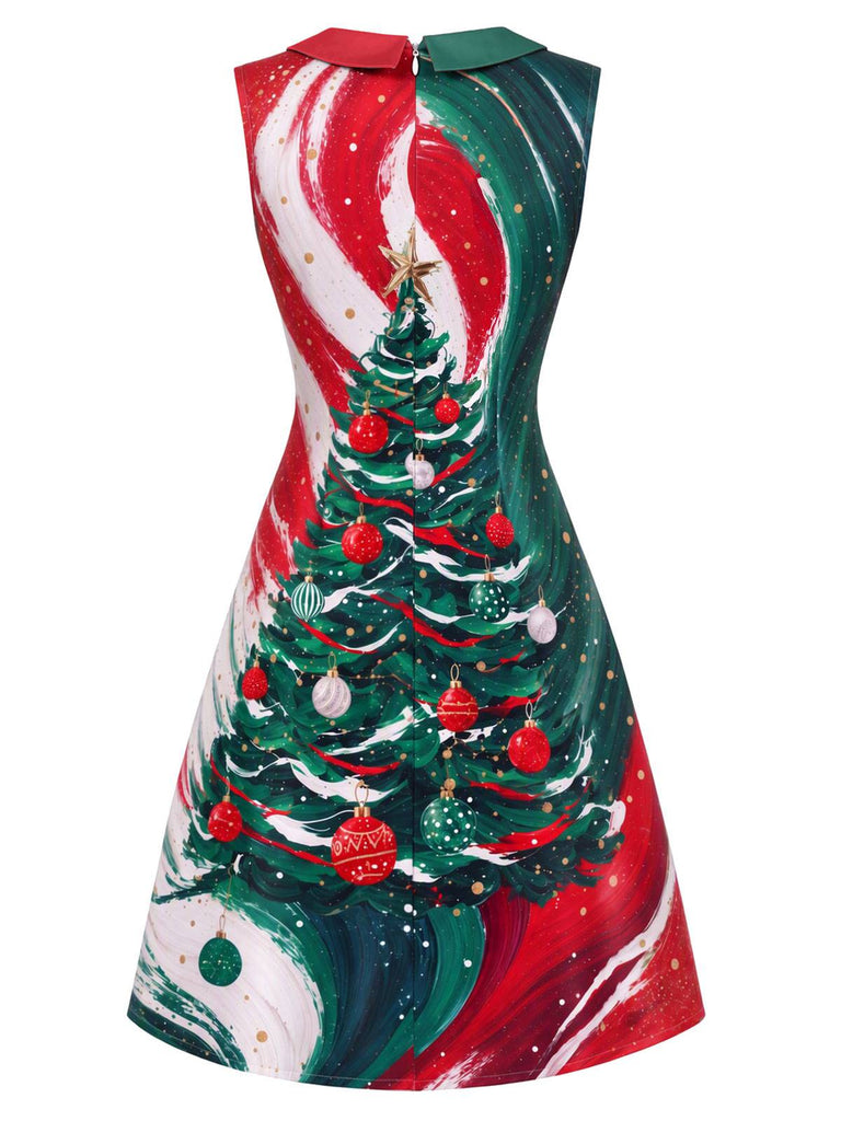 [Prévente] Robe Sans Manches À Imprimé Sapin De Noël années 1960