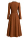 [Prévente] Robe midi caramel à volants et empiècements en fausse laine années 1940 - 3