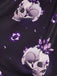 Robe évasée violette à imprimé crânes en cristal col pétale années 1950