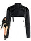 Veste boléro courte noire en similicuir à clous années 1970