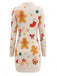 Robe de Noël beige à manches longues et imprimé pain d’épices Années 1960 - 3