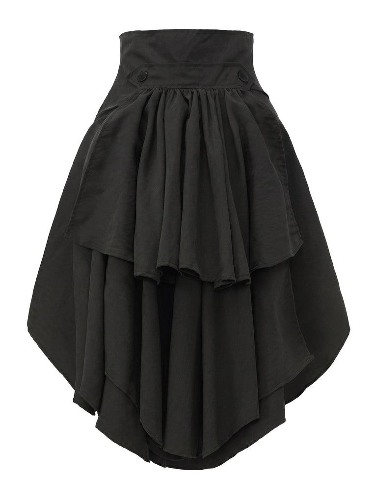 Jupe corset taille haute à laçage et ourlet asymétrique années 1980