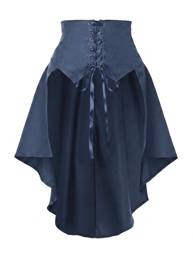 Jupe corset taille haute à laçage et ourlet asymétrique années 1980