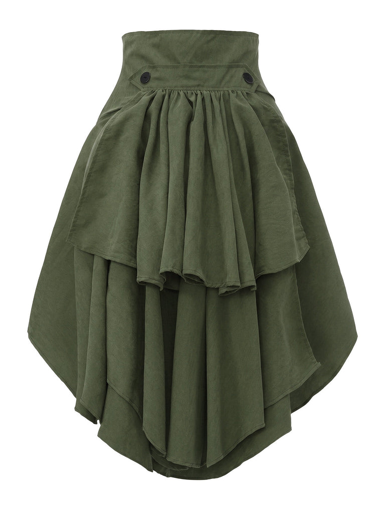Jupe corset taille haute à laçage et ourlet asymétrique années 1980