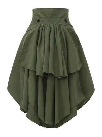 Jupe corset taille haute à laçage et ourlet asymétrique années 1980