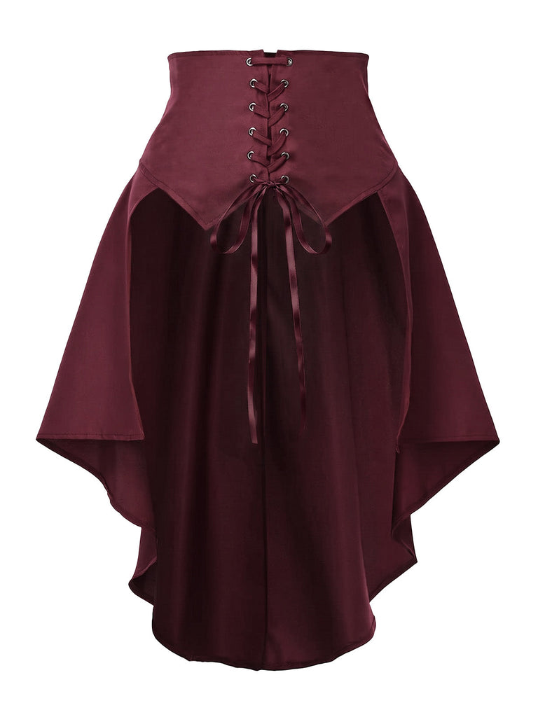 Jupe corset taille haute à laçage et ourlet asymétrique années 1980