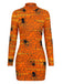 Robe crayon courte à manches longues et imprimé Halloween années 1960