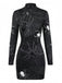 Robe crayon courte à manches longues et imprimé Halloween années 1960