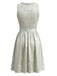 Ensemble 2PCS bleu avec robe florale en dentelle à col carré et laçage, tablier et top Années 1950
