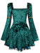 Mini-robe en velours à laçage et manches cloche années 1970