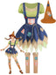2PCS Ensemble costume d'Halloween d'épouvantail façon patchwork années 1950