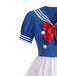 Robe Blanc et Bleu Halloween Nautique Marin Cosplay Ensemble Années 1950