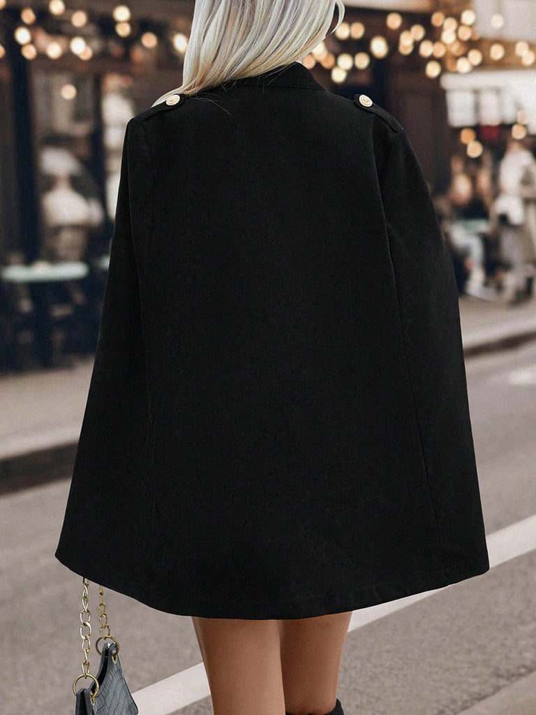 Veste-cape noire à col montant et manches fendues années 1950 - 2