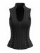 Gilet corset gothique noir à col montant et laçage latéral années 1970