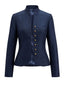 Veste nautique bleu marine ajustée à col montant et boutons Années 1950