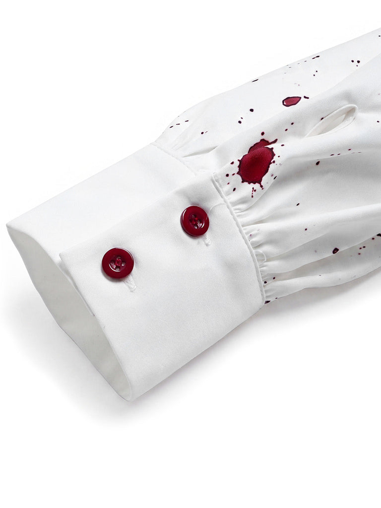 [Prévente] Chemise d’Halloween à revers et imprimé taches de sang années 1940