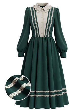 [Prévente] Robe en dentelle à volants, col poupée et manches longues Années 1970 - 1
