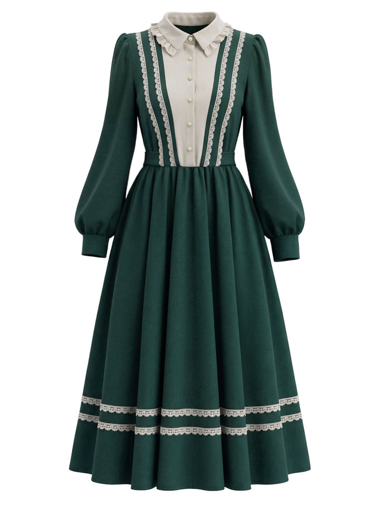 [Prévente] Robe en dentelle à volants, col poupée et manches longues Années 1970 - 2
