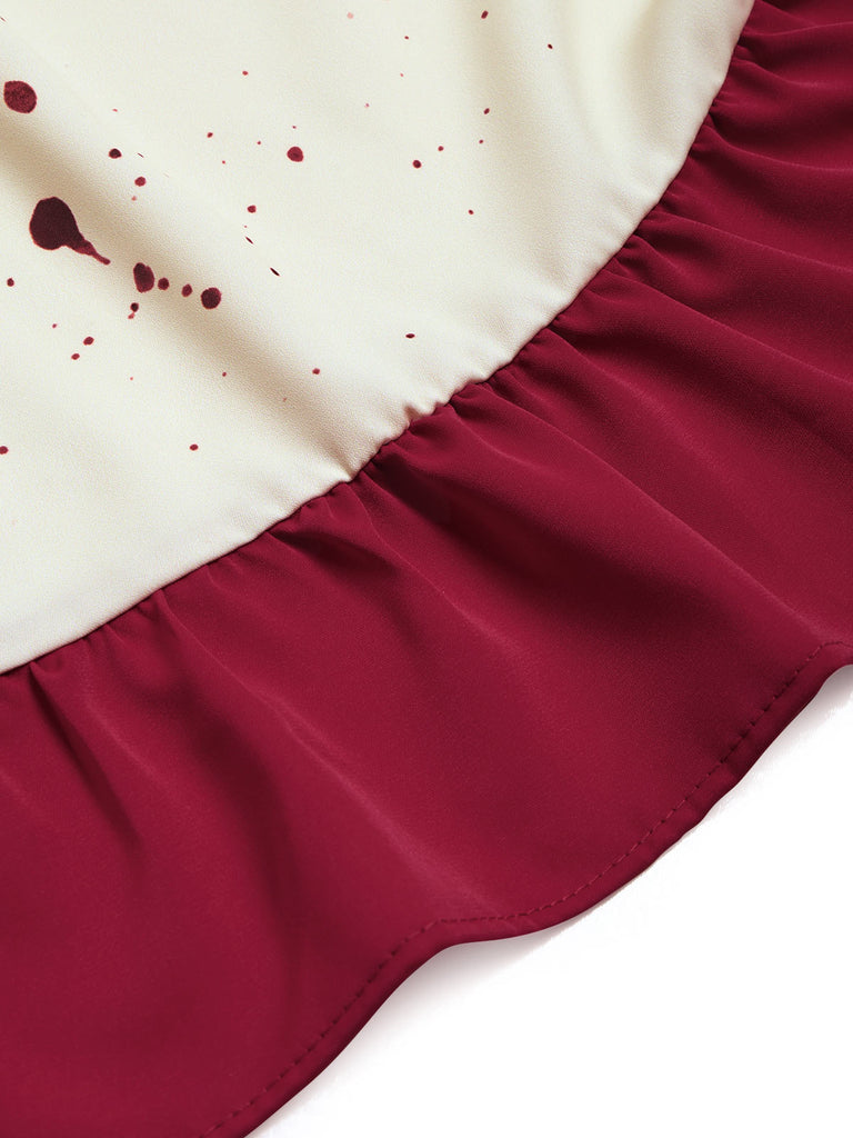 [Prévente] Robe rouge et blanche d’Halloween à imprimé coulures de sang années 1950