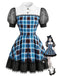 [Prévente] Robe courte à carreaux, col Claudine et manches bouffantes années 1950