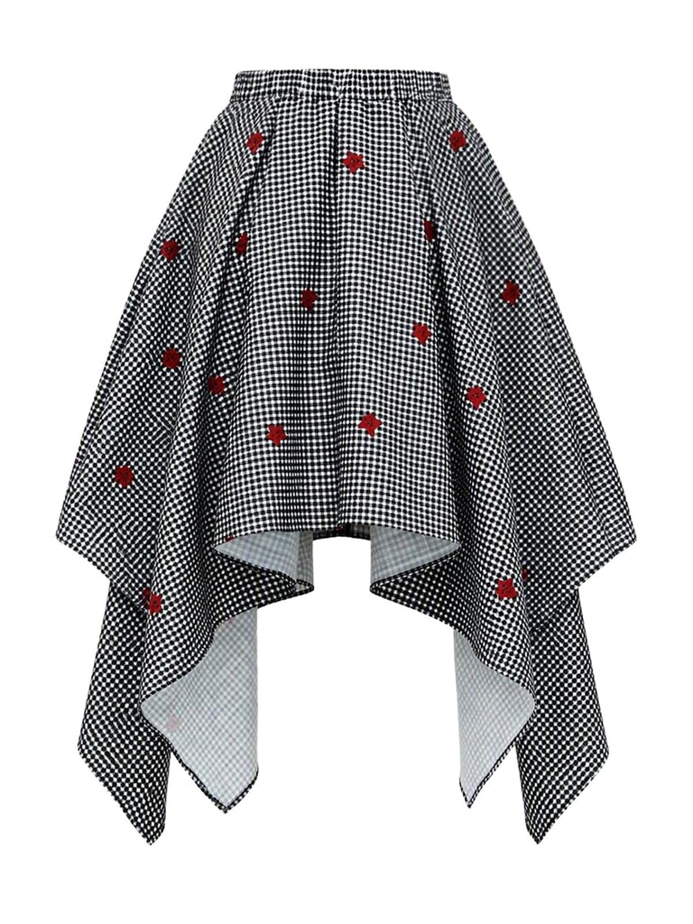 [Prévente] Ensemble 2PCS noir et blanc avec top bandeau à col V et jupe asymétrique années 1950