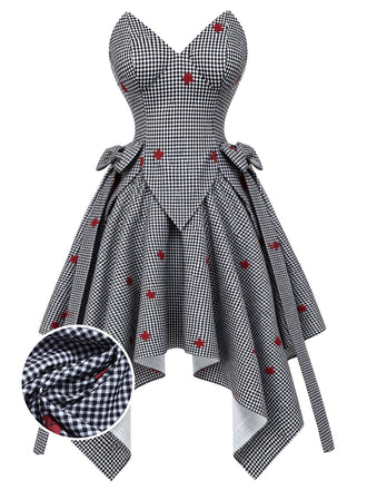 [Prévente] Ensemble 2PCS noir et blanc avec top bandeau à col V et jupe asymétrique années 1950