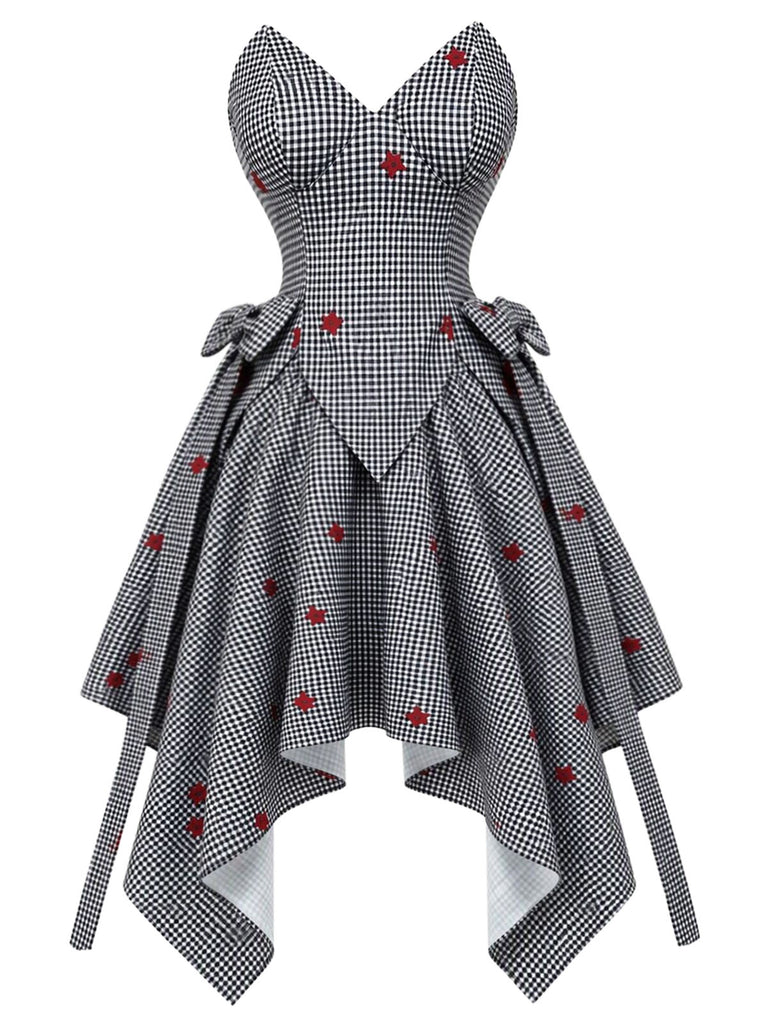 [Prévente] Ensemble 2PCS noir et blanc avec top bandeau à col V et jupe asymétrique années 1950