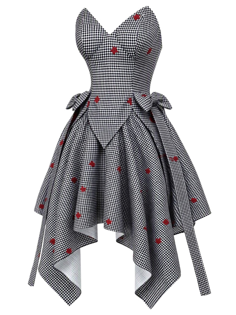 [Prévente] Ensemble 2PCS noir et blanc avec top bandeau à col V et jupe asymétrique années 1950