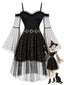 [Prévente] Robe noire en tulle céleste à épaules dénudées années 1950