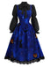 [Prévente] Ensemble 2PCS robe à imprimé chats et citrouilles et blouse à manches virago années 1940