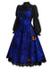 [Prévente] Ensemble 2PCS robe à imprimé chats et citrouilles et blouse à manches virago années 1940
