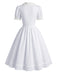 [Prévente] Robe blanche unie en dentelle à col V et nœud Années 1950 - 4