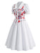 [Prévente] Ensemble corset à imprimé fleurs et robe blanche à nœud Années 1950 - 3