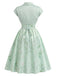 [Prévente] Ensemble 2PCS robe satinée à fleurs et col cœur avec veste boléro années 1940